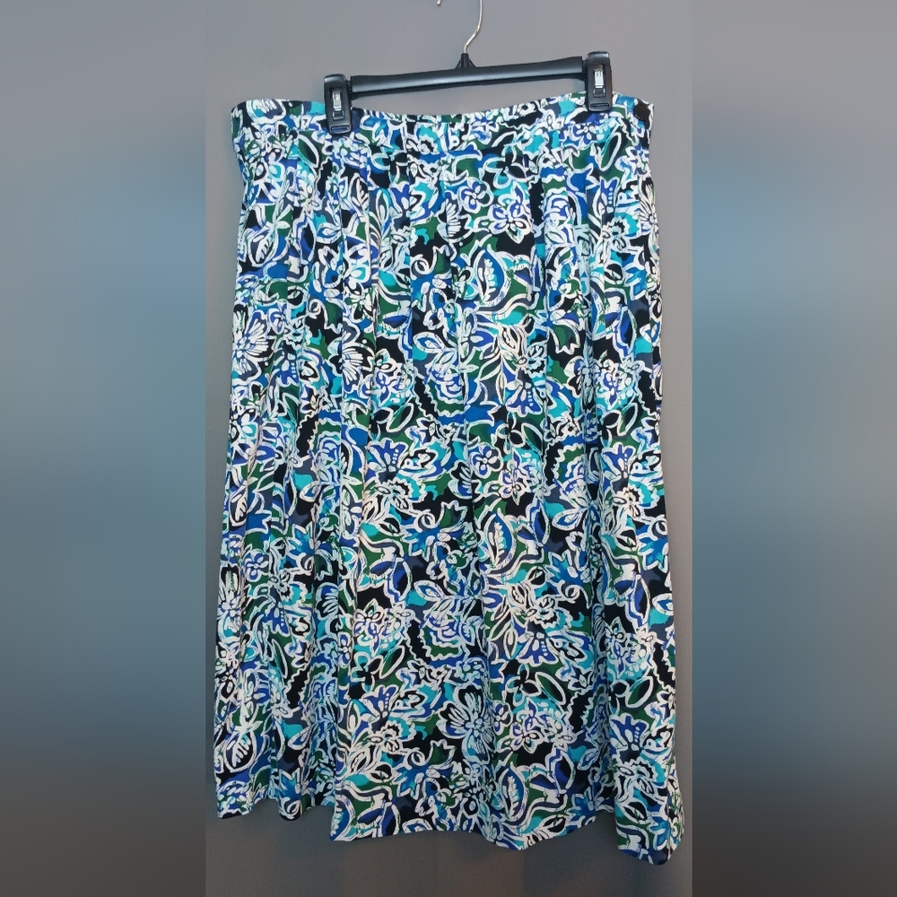 vintage womens skirt blue floral 14 retro cottagecore‎ peasant grandmacore